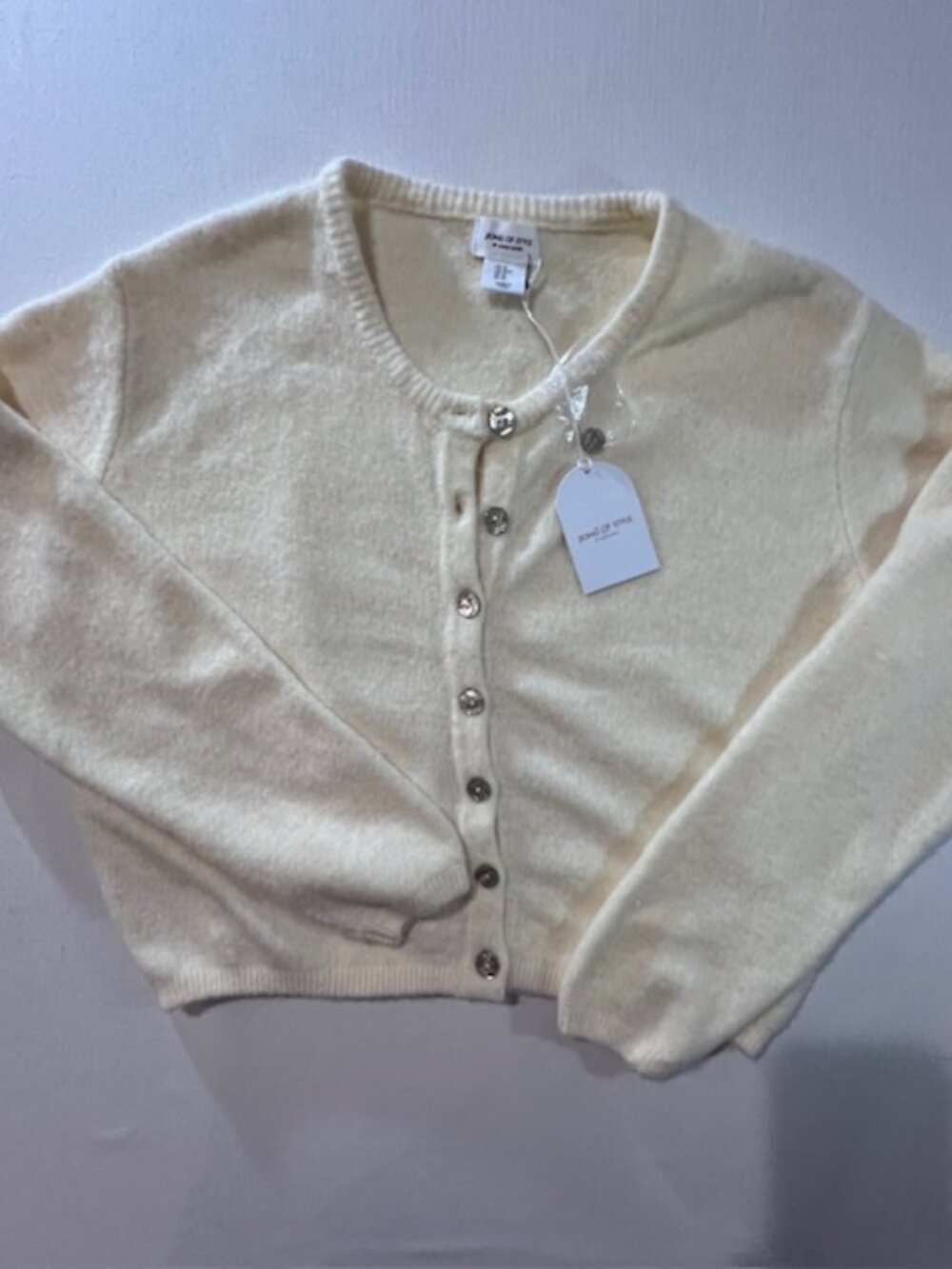 SONG OF STYLE by Aimee Song cream colored cardigan fluffy soft button up Size M